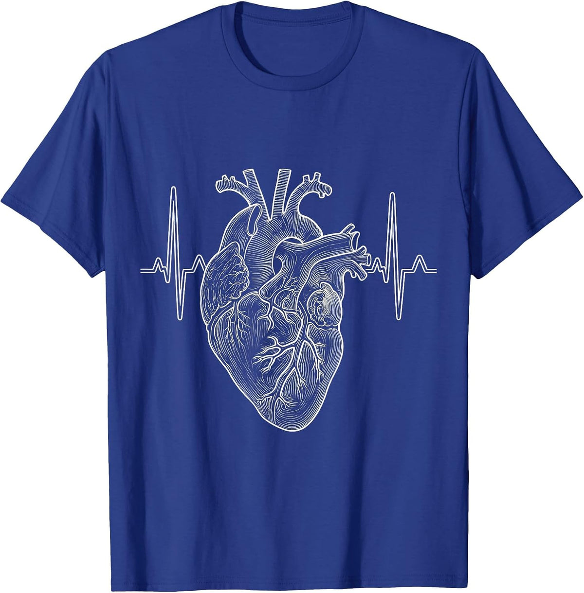 ICU Nurse Human Heart ECG Monitor Graphic T-Shirt - Royal Blue