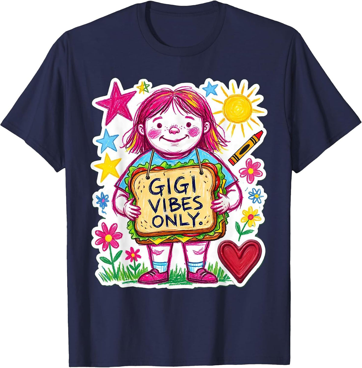 Men's Gigi Vibes Only Grandma Pride Design T-Shirt - Navy Blue