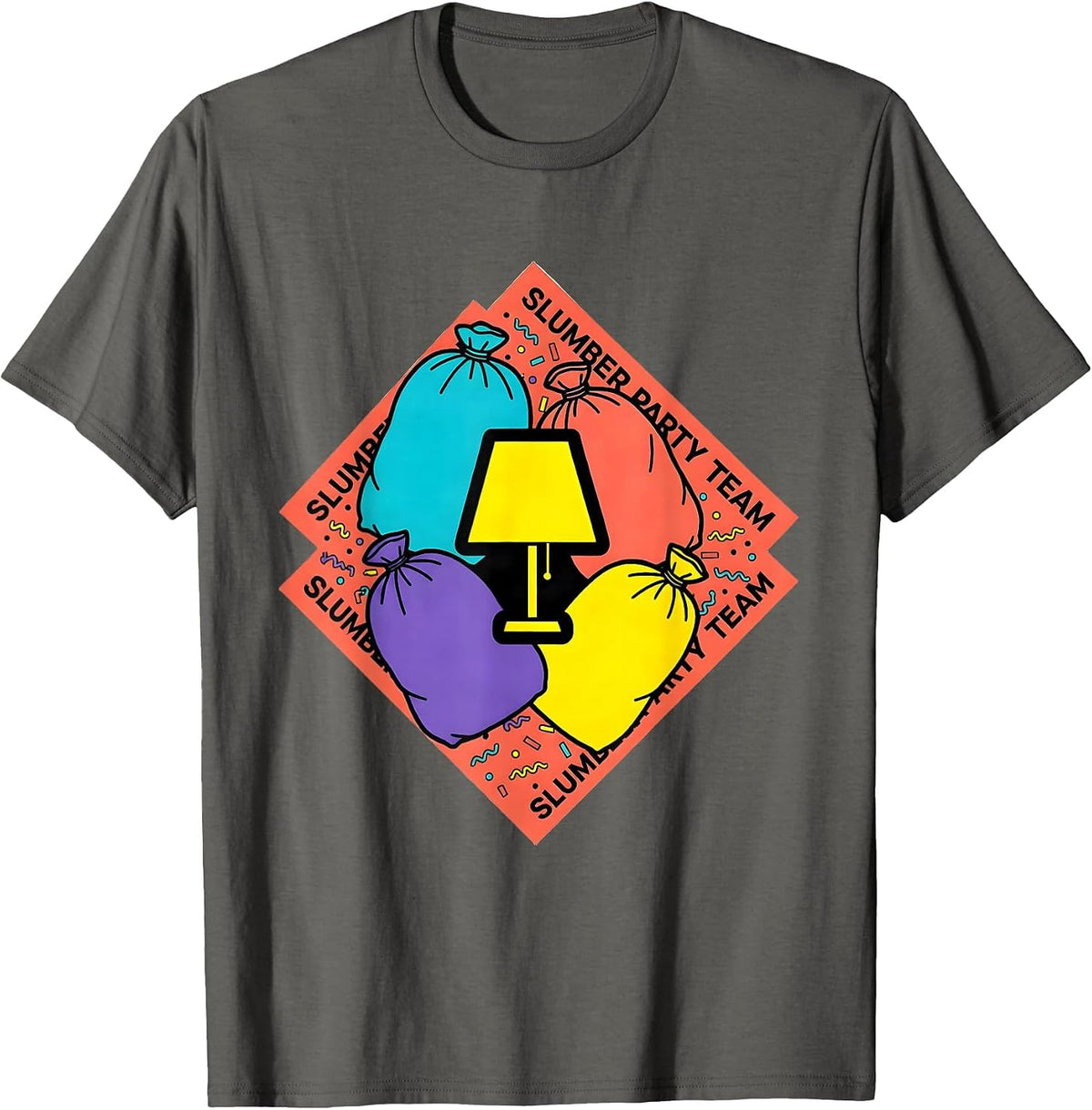 Men's Slumber Party Team Memphis Postmodern Matching Squad T-Shirt - Asphalt Grey