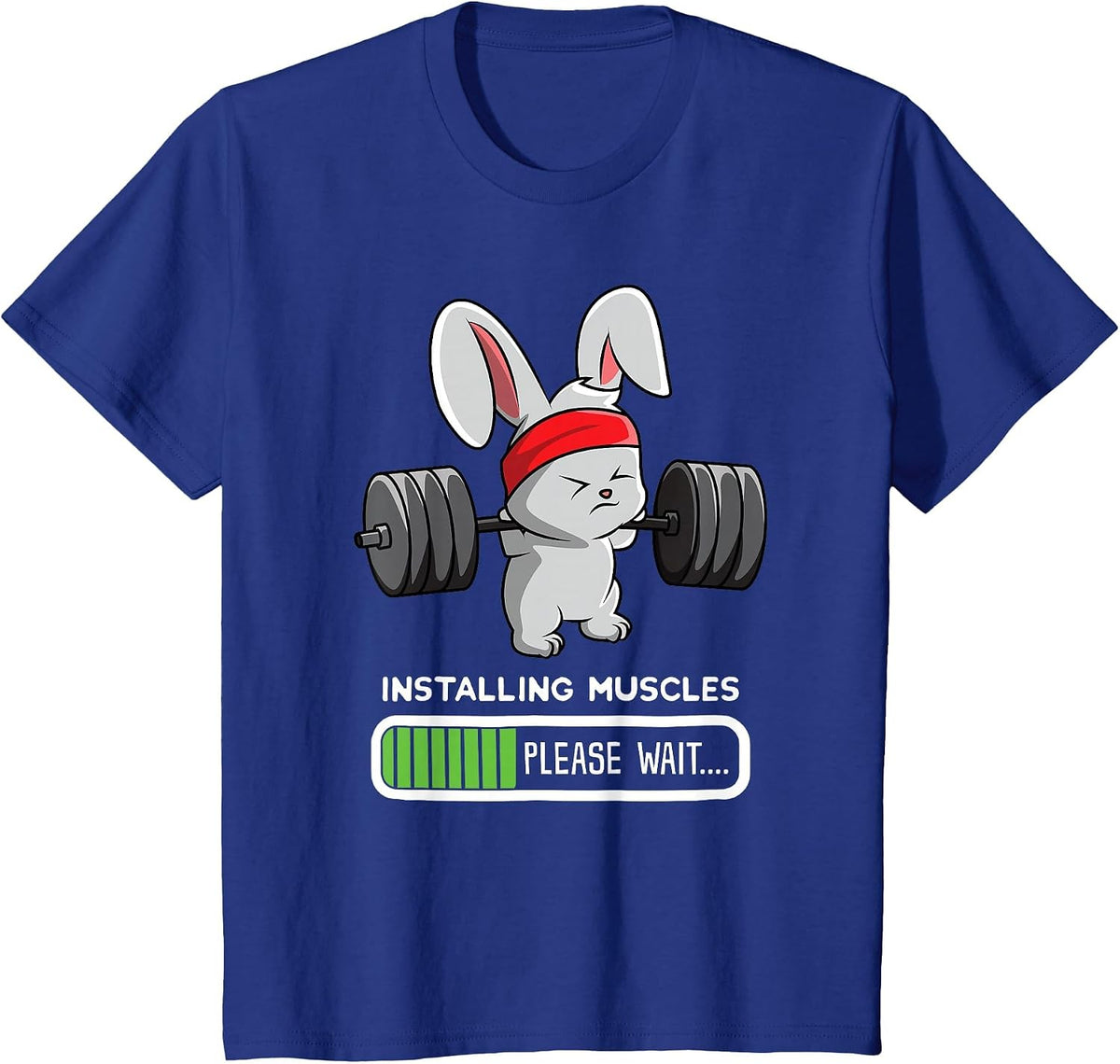 Bunny Gym Rabbit Weights Installing Muscles T-Shirt - Royal Blue