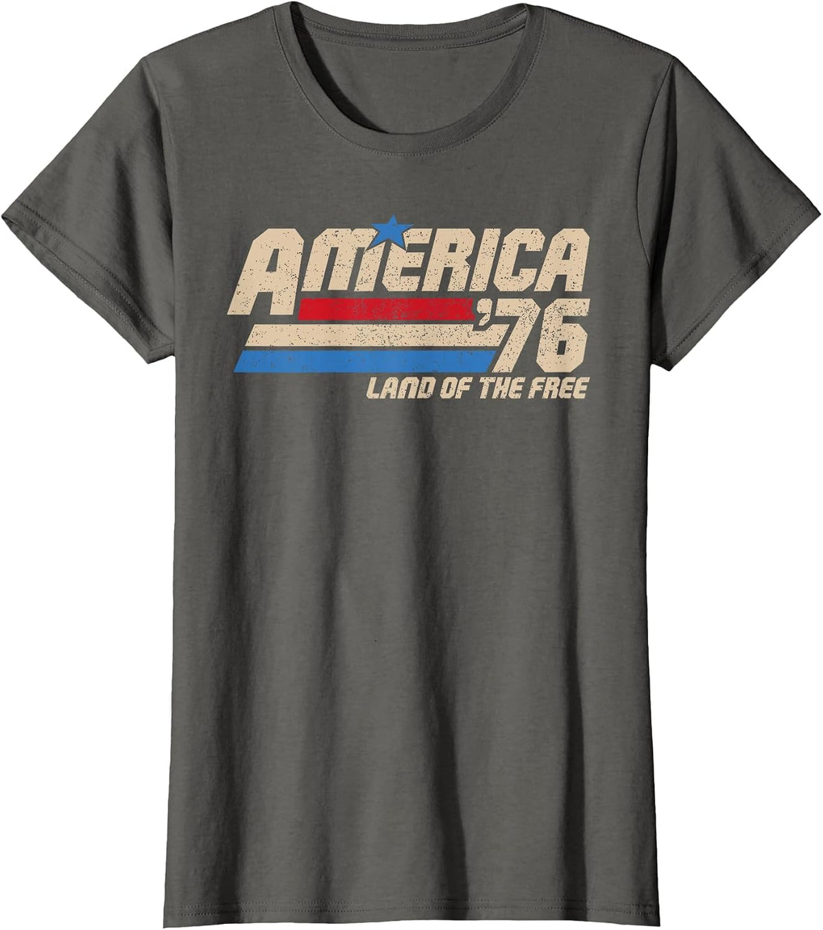 America 1776 Patriotic Vintage USA Flag Retro 4th of July T-Shirt - Asphalt Grey