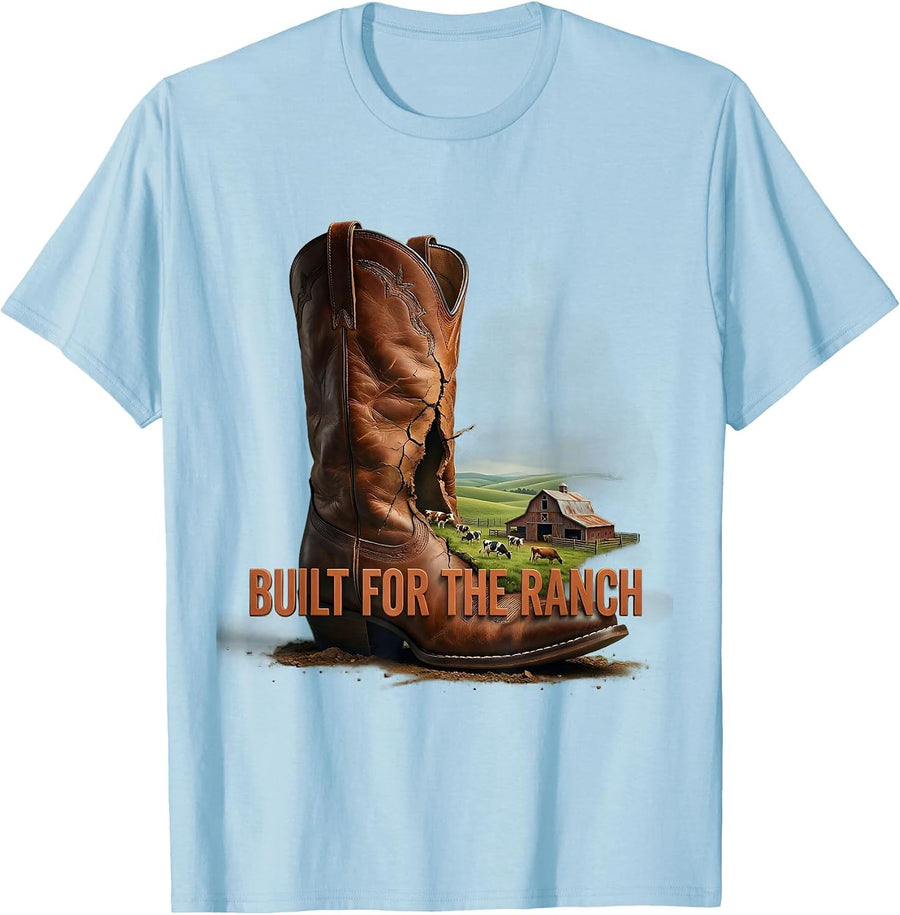 Men's Built for the Ranch Cowgirl Graphic Design T-Shirt - Baby Blue