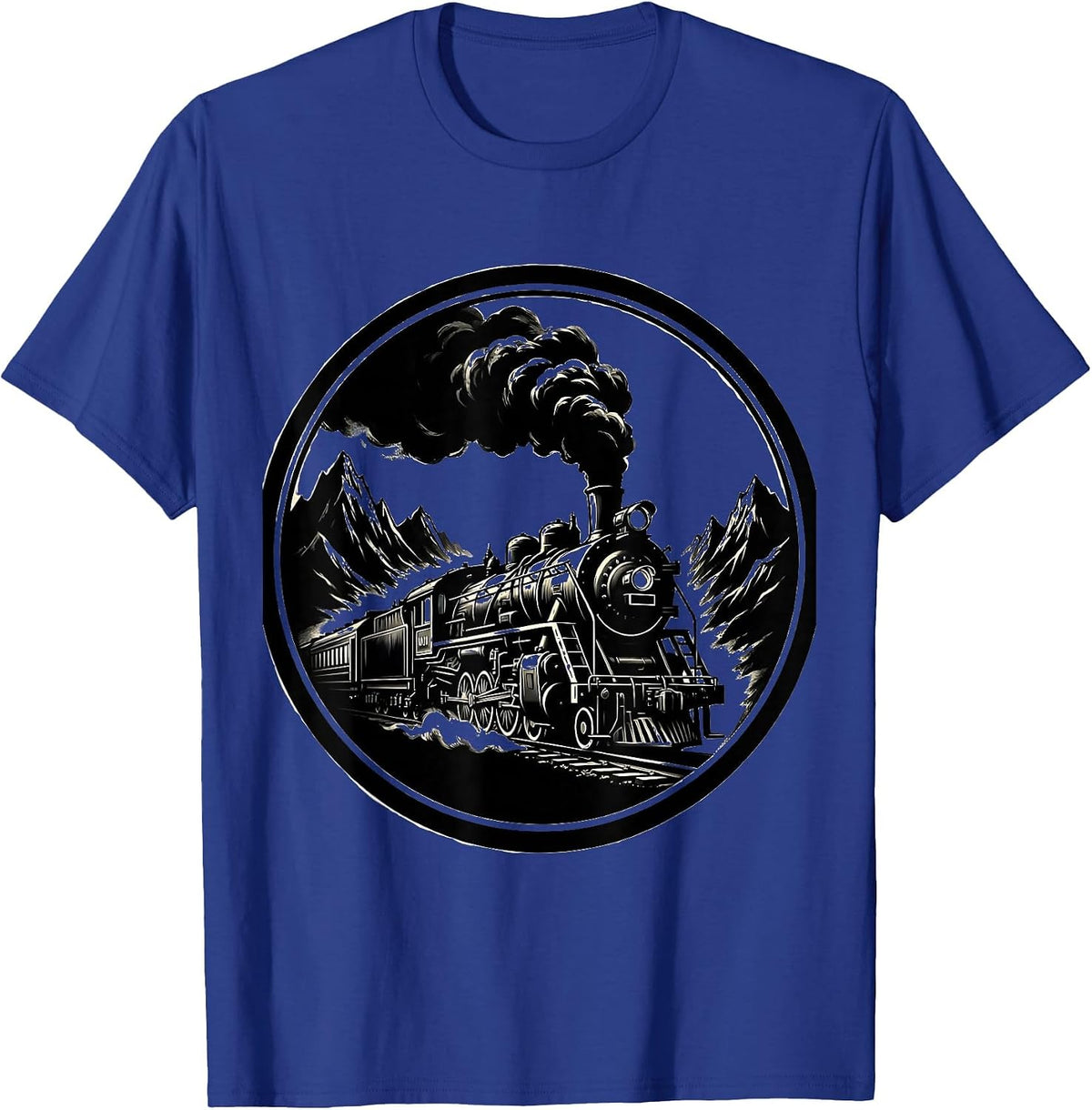 Labor Day Steam Engine Train Mountain Pass T-Shirt - Royal Blue
