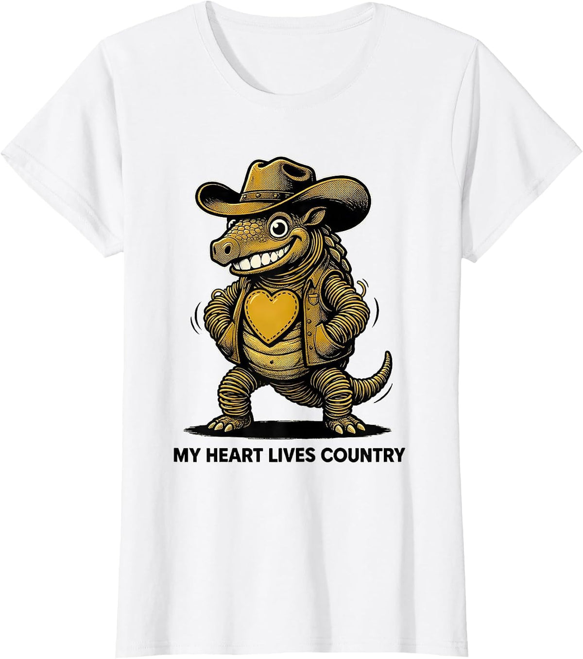 My Heart Lives Country Music Graphic Design T-Shirt - White