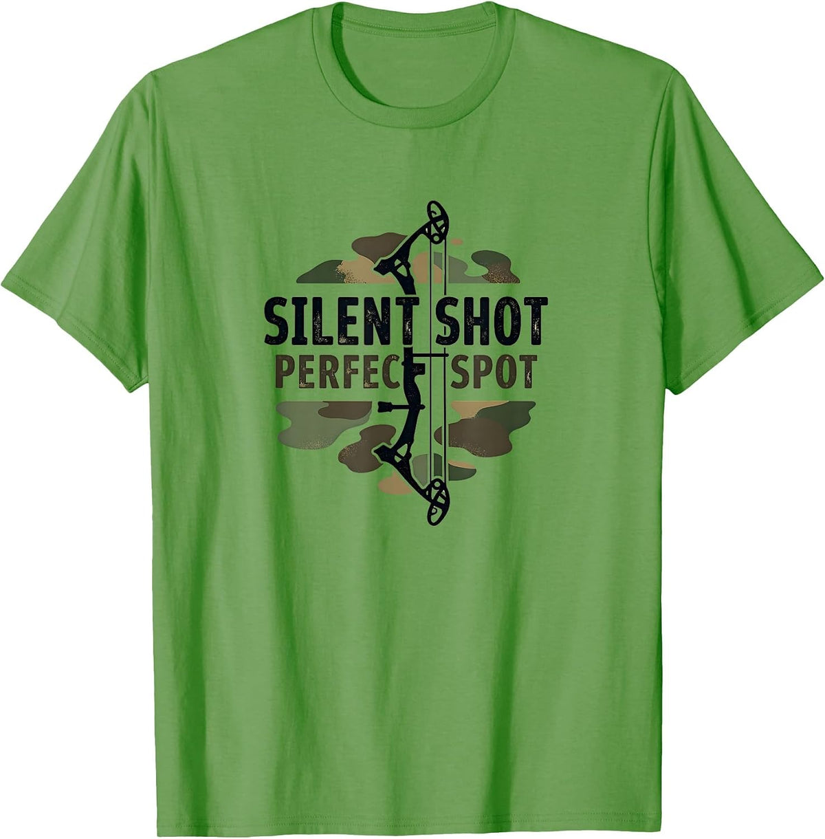 Silent Shot Perfect Spot Camo Bow Hunter Design T-Shirt - Grass Green
