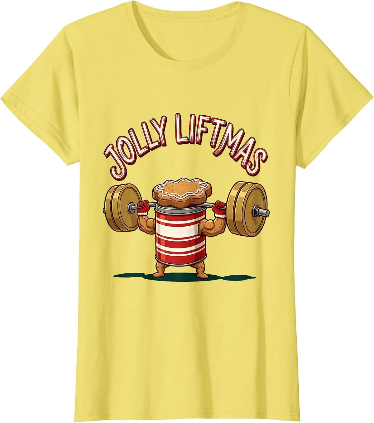 Jolly Liftmas Funny Christmas Gym Workout Weightlifting Gift T-Shirt - Lemon Yellow
