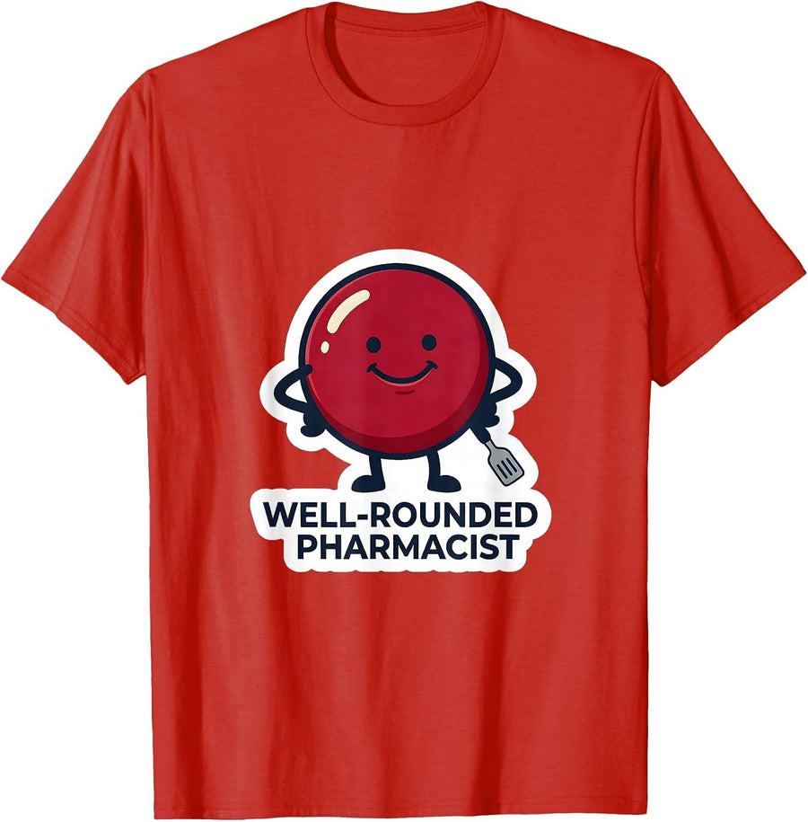 Men's Well-Rounded Pharmacist Funny Pharmacy Technician Crew T-Shirt - Red