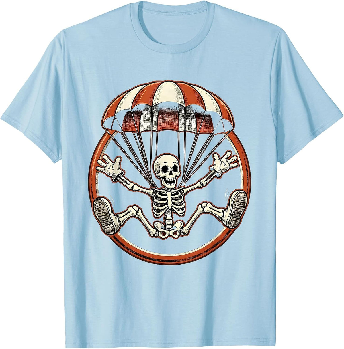 Men's Skeleton Skydiving Parachute Never Better Design T-Shirt - Baby Blue