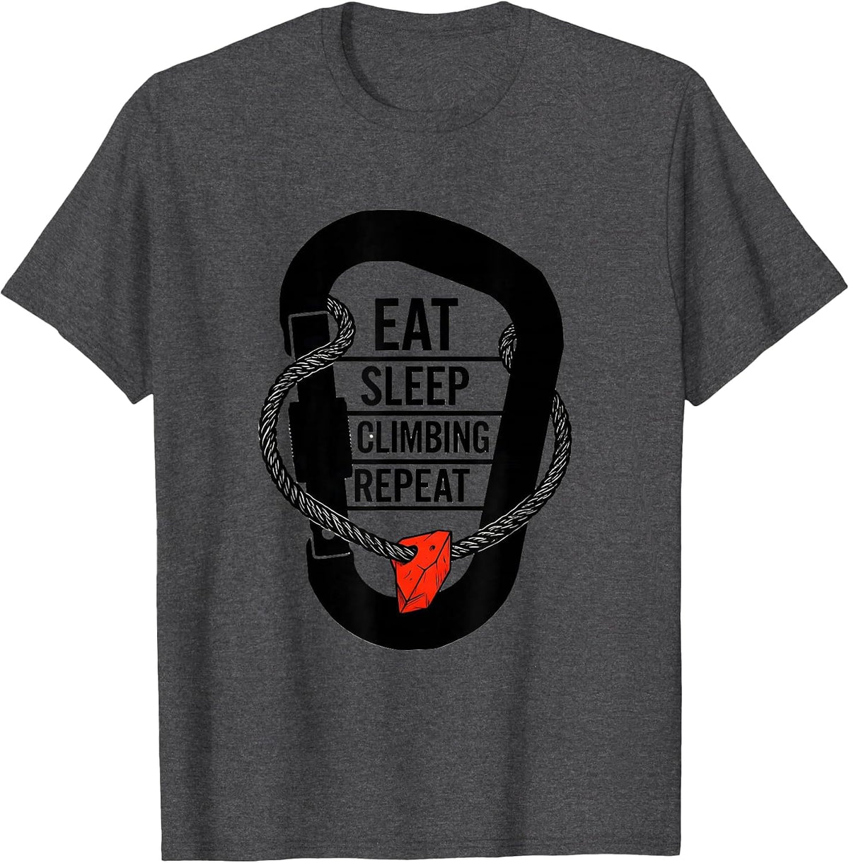 Men's EAT SLEEP CLIMBING REPEAT Minimalist Sport Fan Gift T-Shirt - Dark Heather Grey