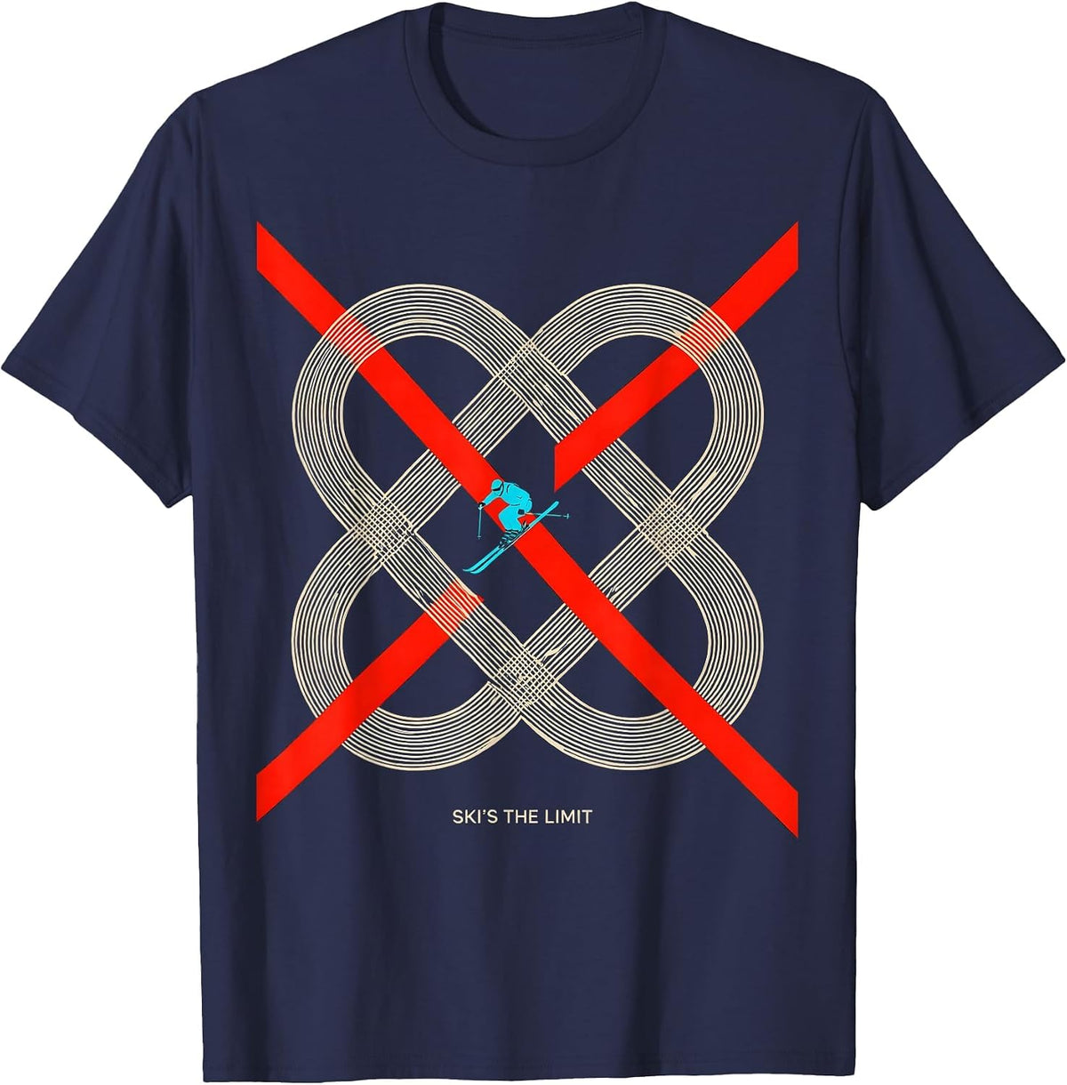 Ski's The Limit Funny Skiing Enthusiast Gift T-Shirt - Navy Blue