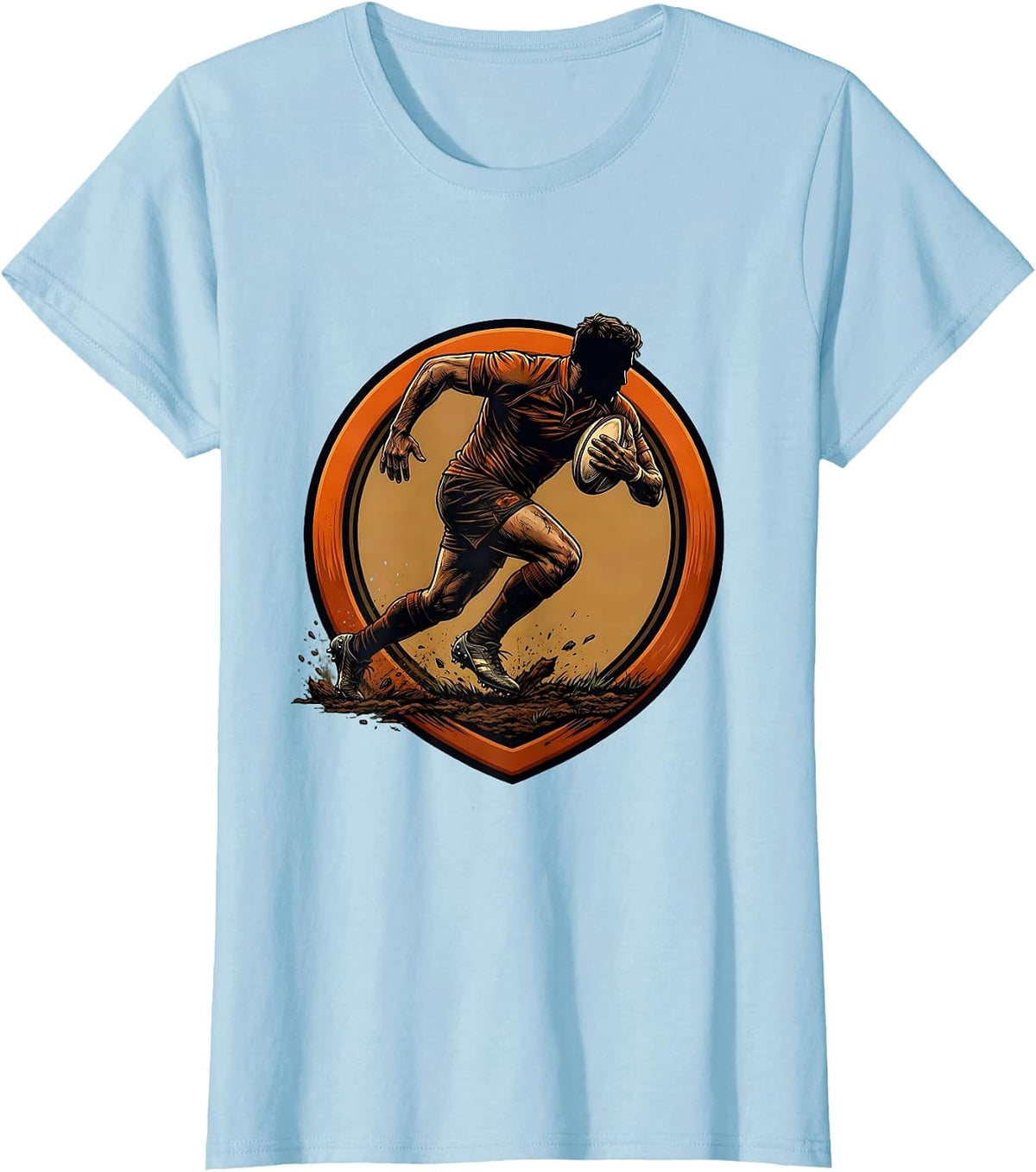 Women's Rugby Sprint Graphic - Ball Carrier in Full Stride T-Shirt - Baby Blue