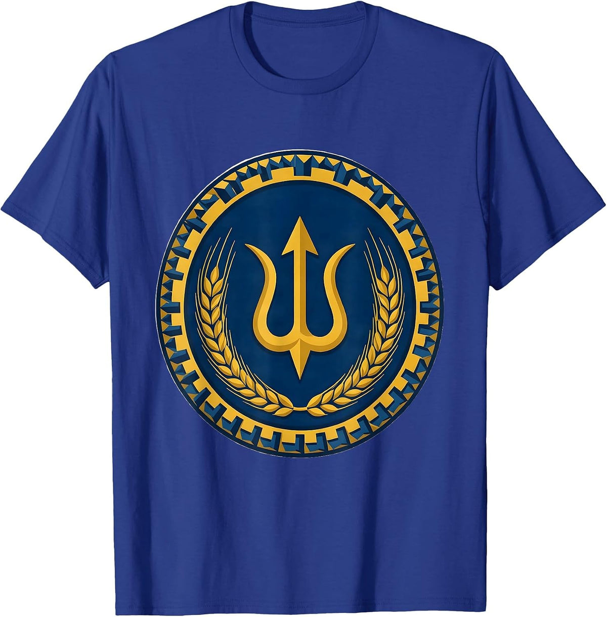 Gold Tryzub Ukrainian National Pride Solidarity T-Shirt - Royal Blue