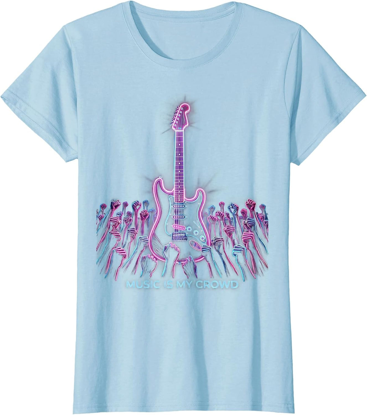 Music Is My Crowd Concert Lover Design T-Shirt - Baby Blue