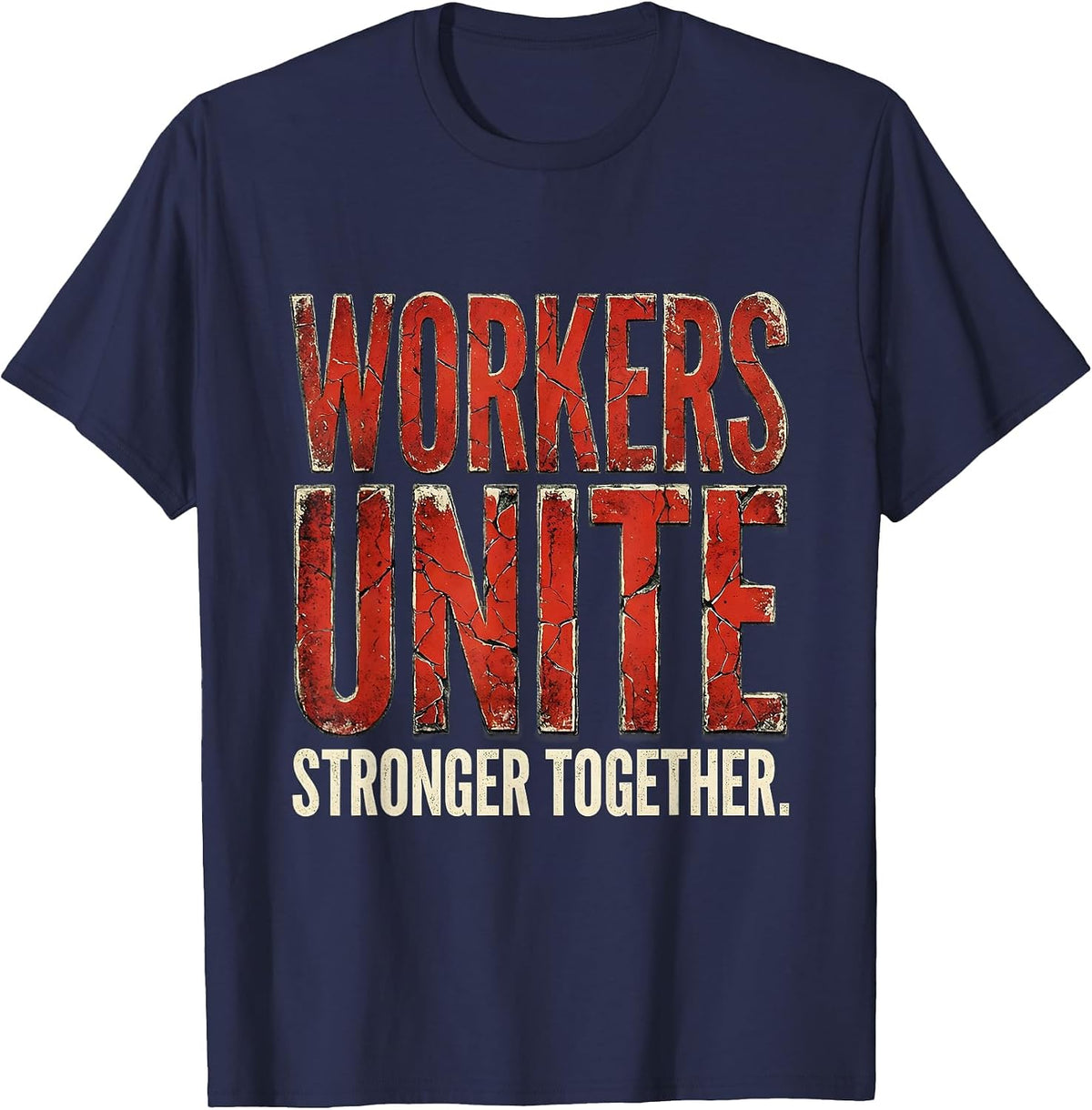 Men's Workers Unite Labor Day Solidarity Design T-Shirt - Navy Blue
