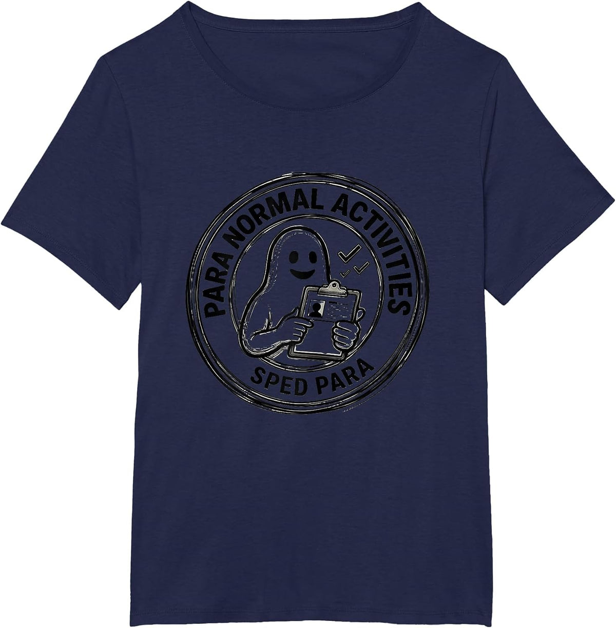 Women's Para Normal Activities SPED Para Funny Ghost Halloween T-Shirt - Navy Blue