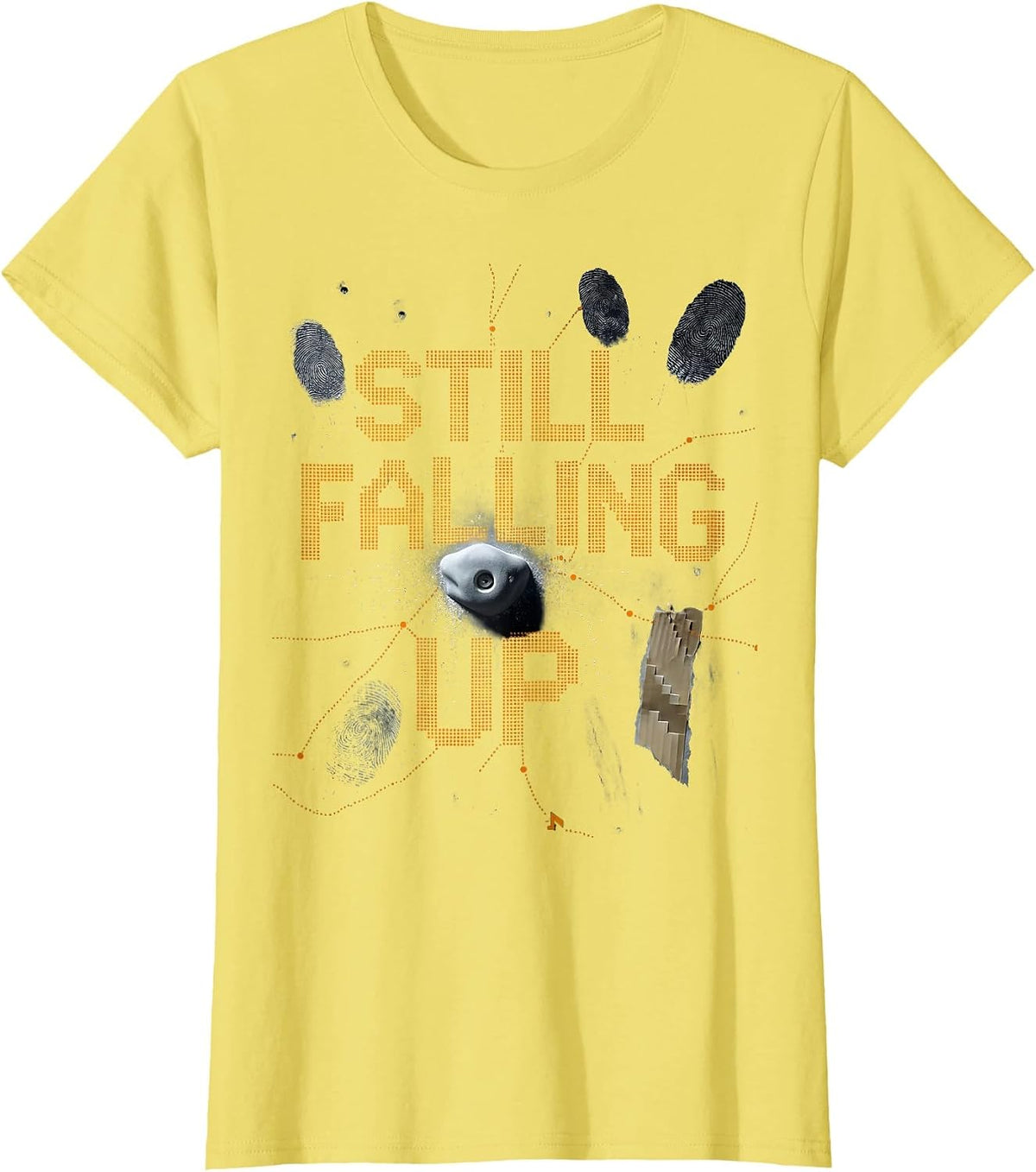 Still Falling Up Funny Rock Climbing Bouldering Pun Gift T-Shirt - Lemon Yellow