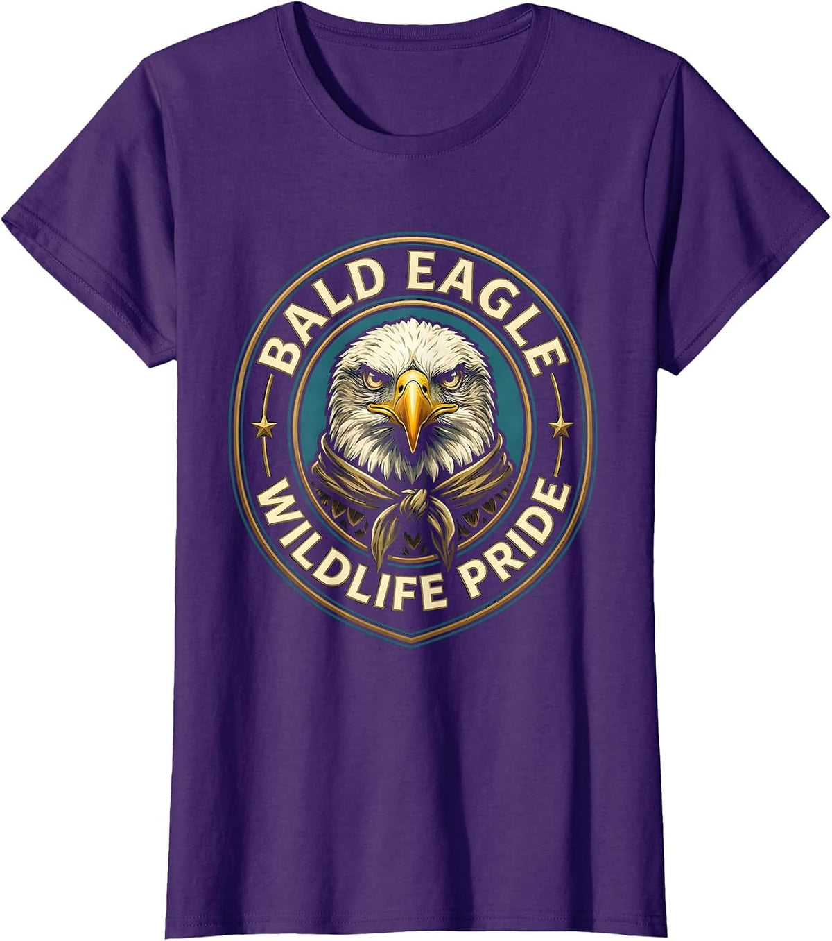 Women's Bald Eagle Head Scarf Emblem Kids Eagle Pride T-Shirt - Purple
