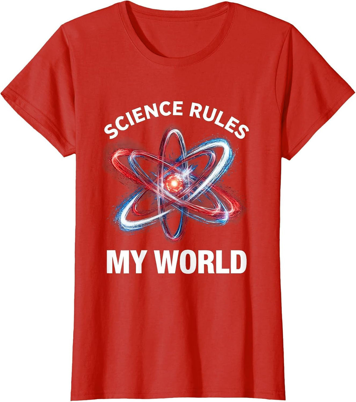 Science Rules My World Science Teacher Design T-Shirt - Red