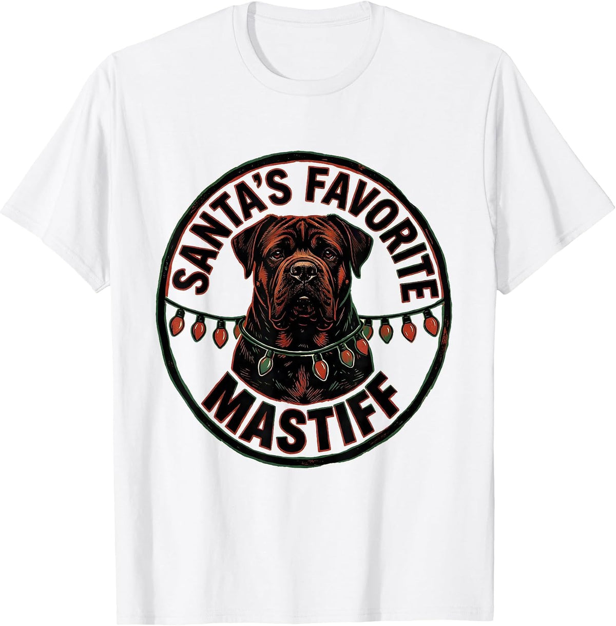 Men's Santa's Favorite Mastiff Christmas Pajama Dog Lover Gift T-Shirt - White