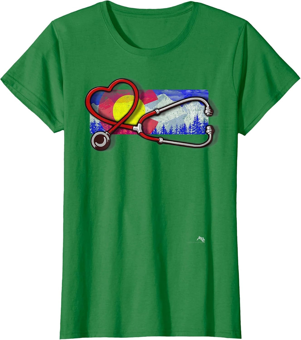 Colorado Nurse T-Shirt - Heart & Stethoscope T-Shirt - Kelly Green
