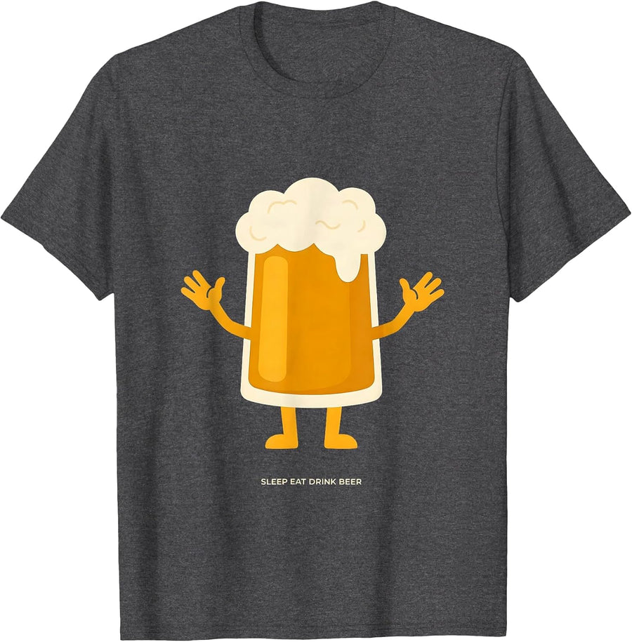 Men's Sleep Eat Drink Beer Funny Beer Lover Design T-Shirt - Dark Heather Grey