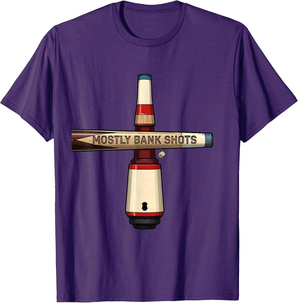 Mostly Bank Shots Funny Billiards Player Bar League Humor T-Shirt - Purple