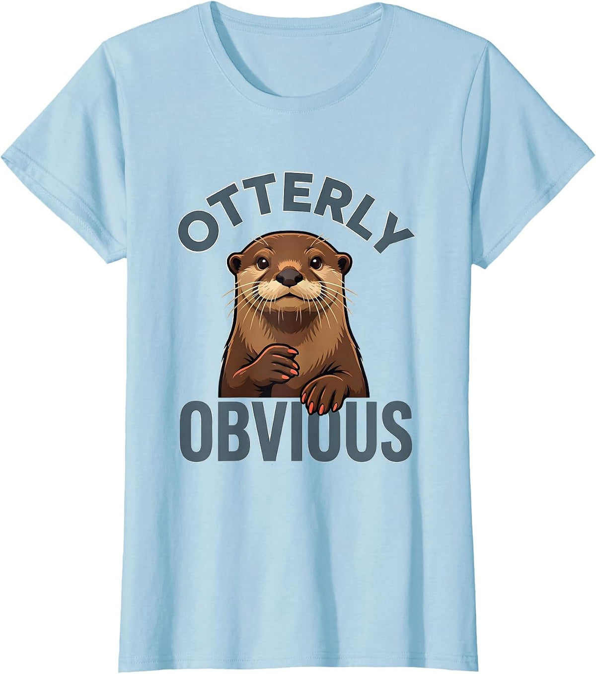 Otterly Obvious Funny Otter Lover Gift For Kids Teens T-Shirt - Baby Blue