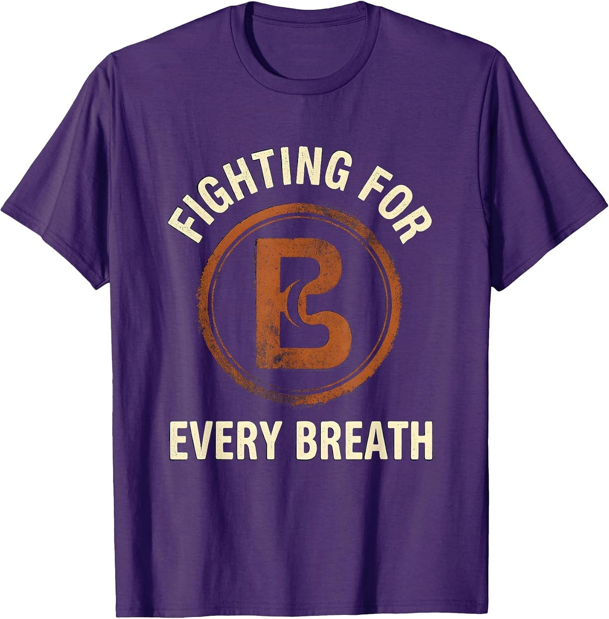 Fighting For Every Breath Rubber Stamp RT Awareness T-Shirt - Purple