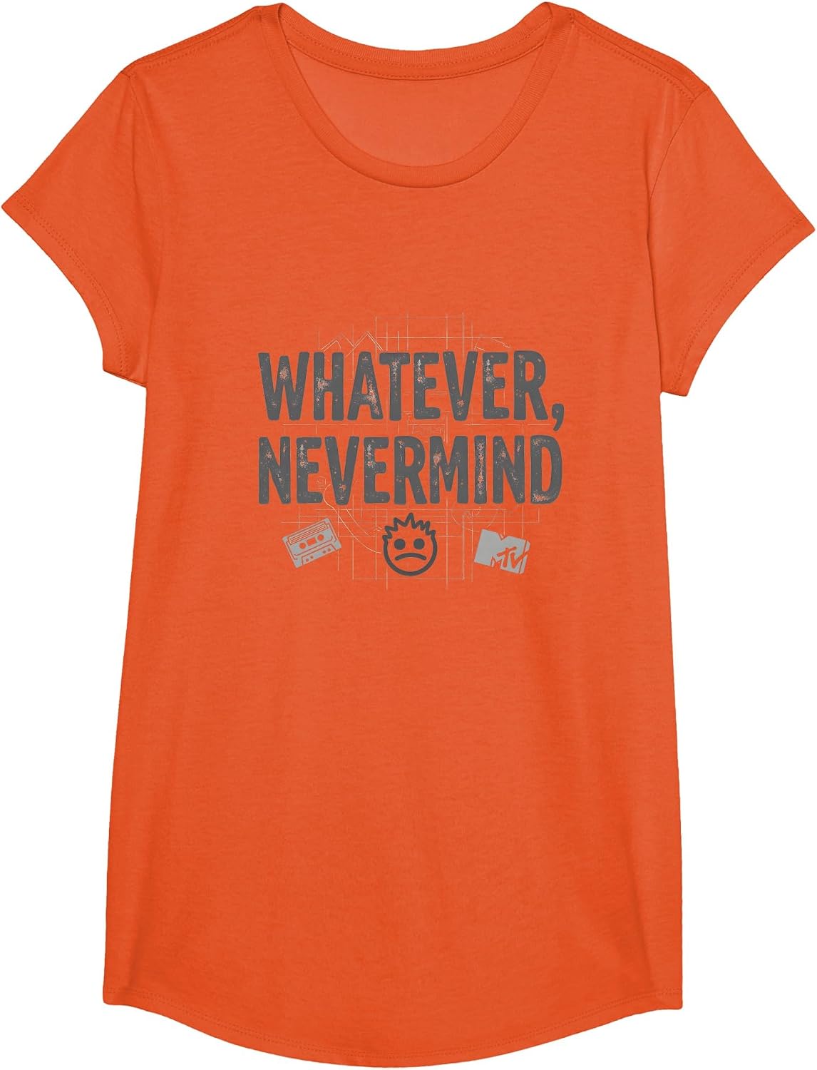 Whatever Nevermind Gen X Nostalgic 90s Grunge Attitude T-Shirt - Girls Orange