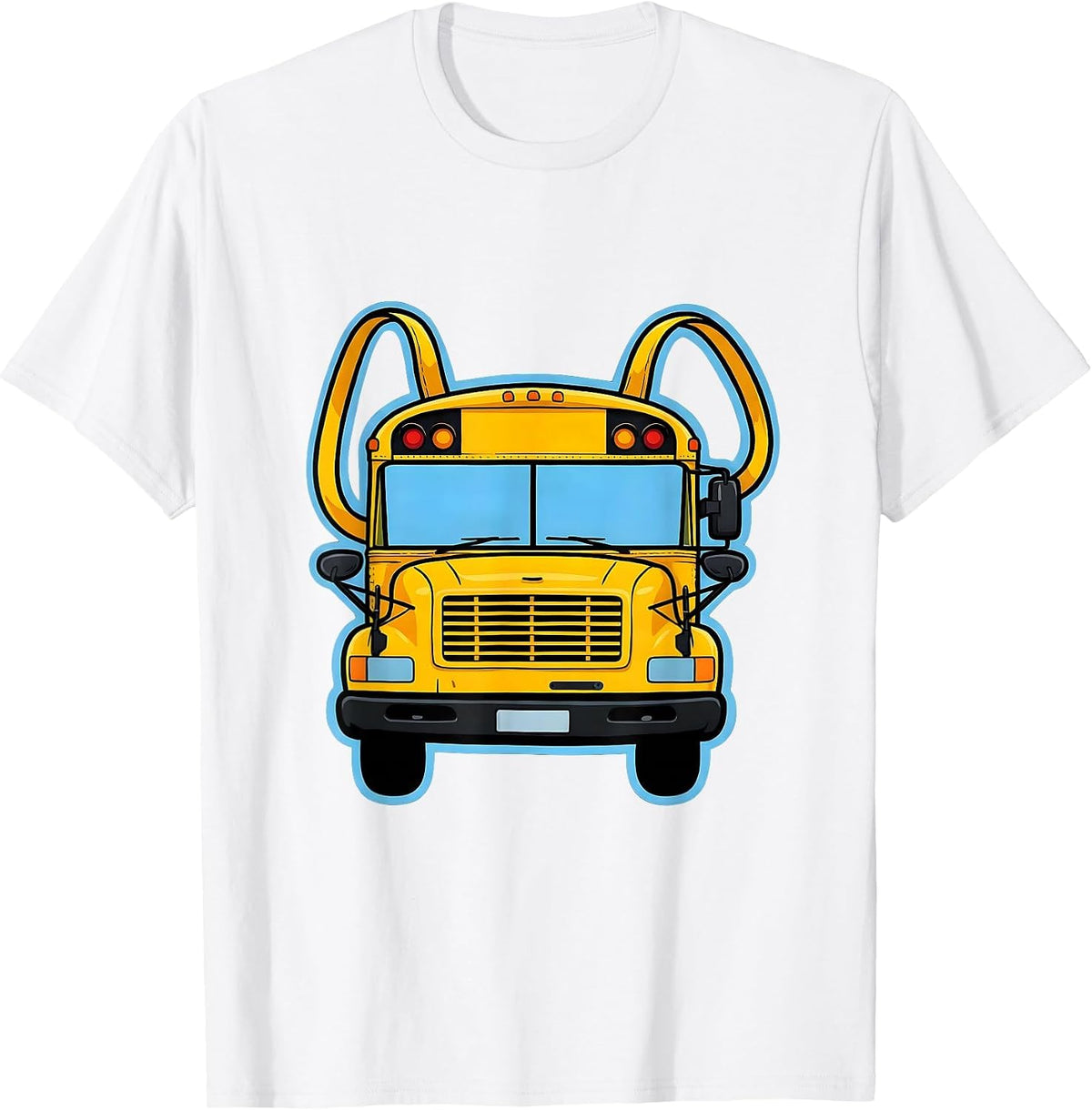 Men's School Bus Costume Bib Funny Bus Driver Halloween T-Shirt - White