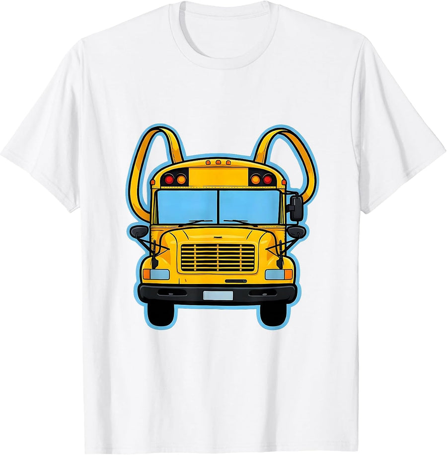Men's School Bus Costume Bib Funny Bus Driver Halloween T-Shirt - White