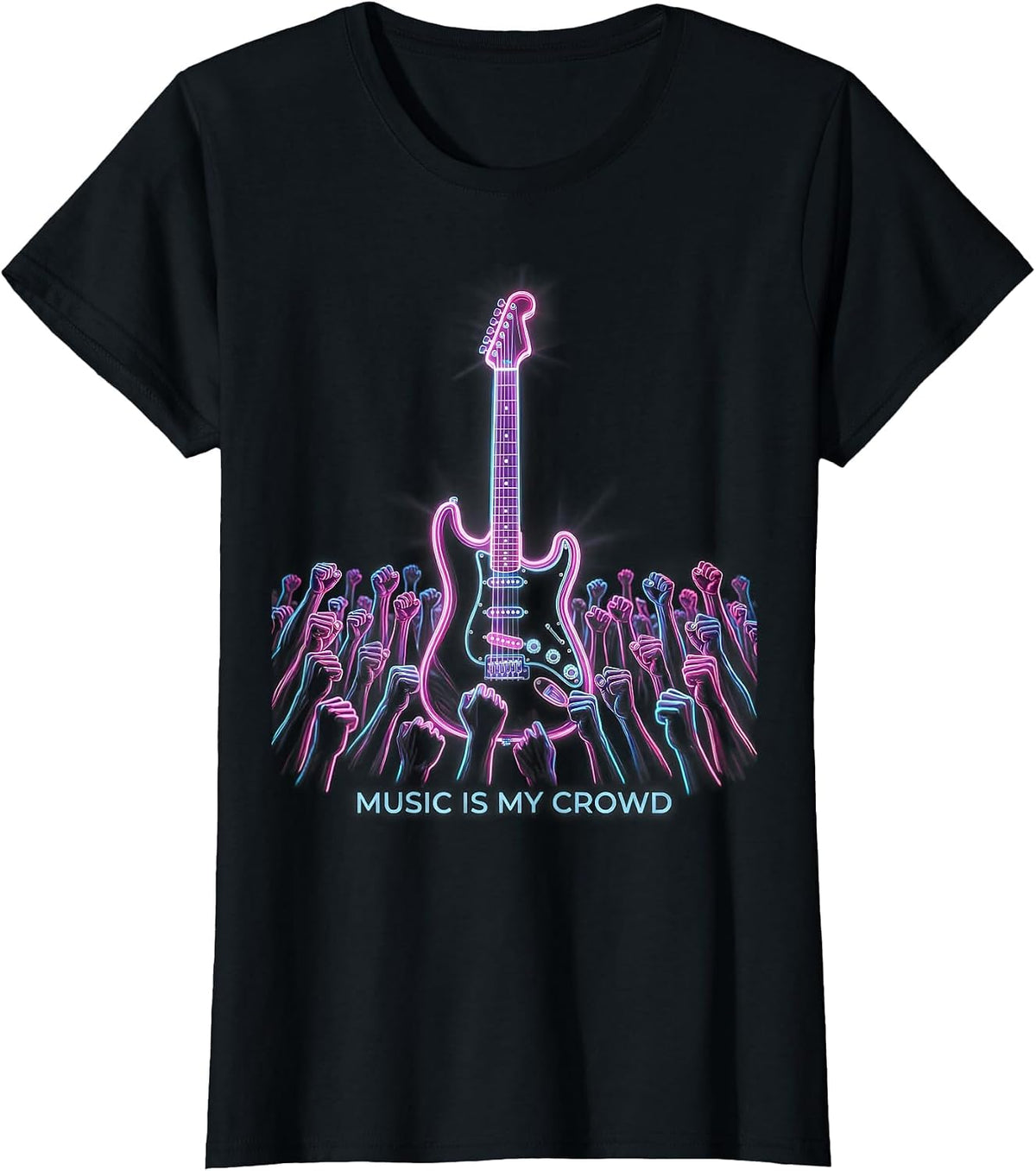 Music Is My Crowd Concert Lover Design T-Shirt - Black