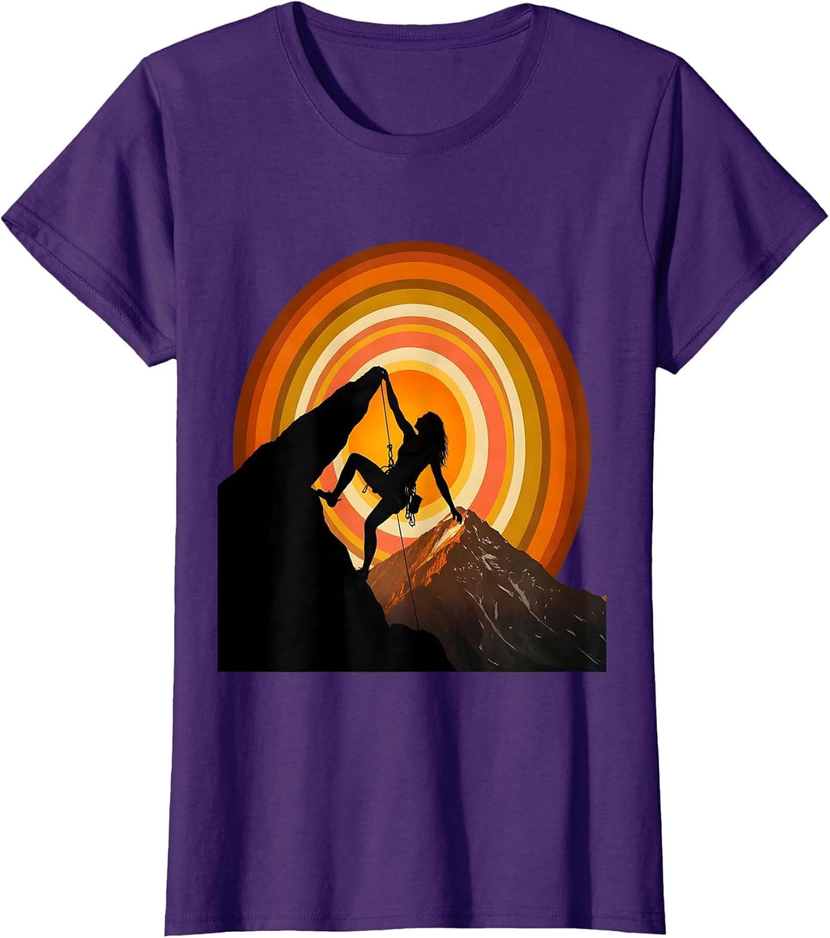 Women's Rock Climber Summit Reach Graphic Design T-Shirt - Purple