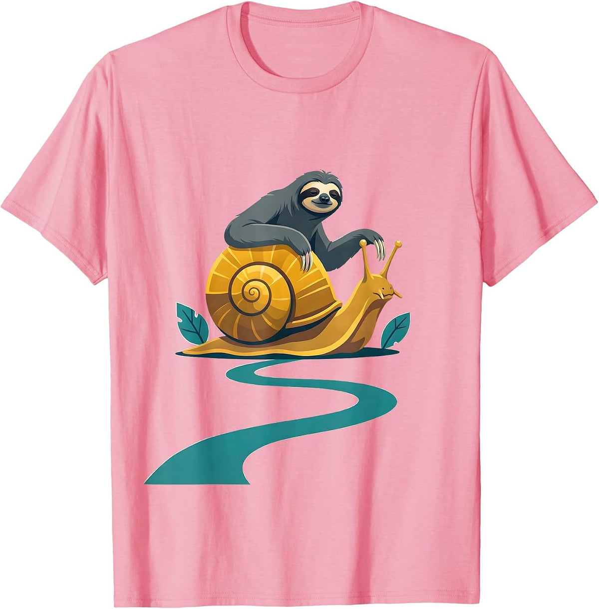 Sloth Snail Ride Funny Sloth Lover Gift T-Shirt, Men, Pink, 3X-Large - As Pictured