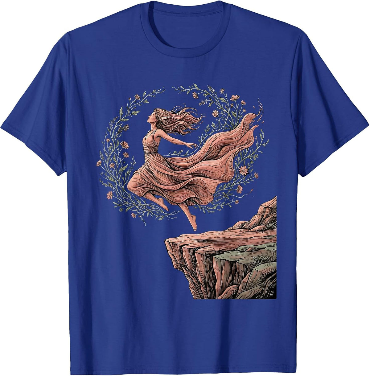 Men's Gigi Fearless Leap Cliff Edge Graphic Tee T-Shirt - Royal Blue