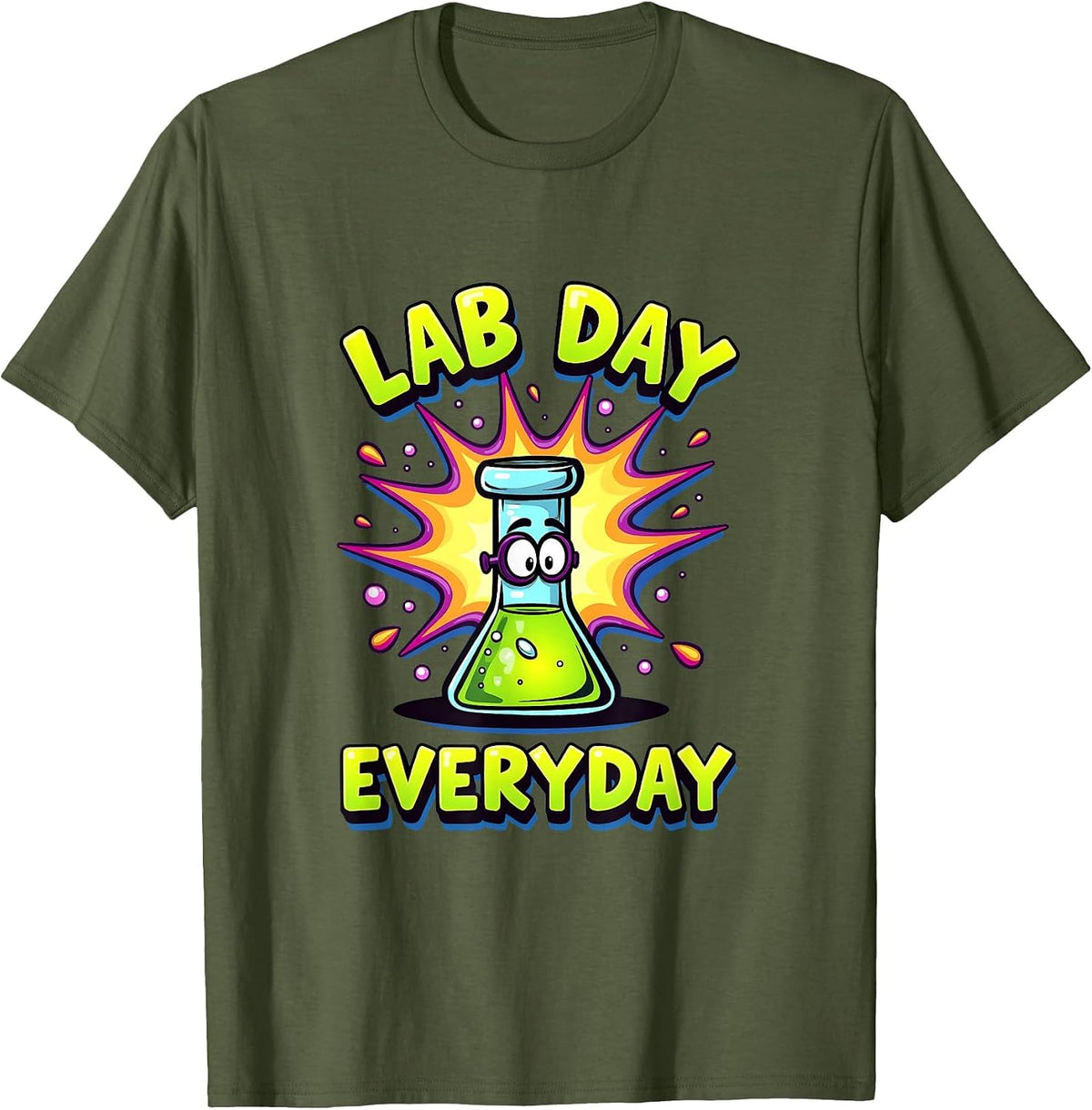 Lab Day Everyday Science Teacher Design T-Shirt - Olive Green