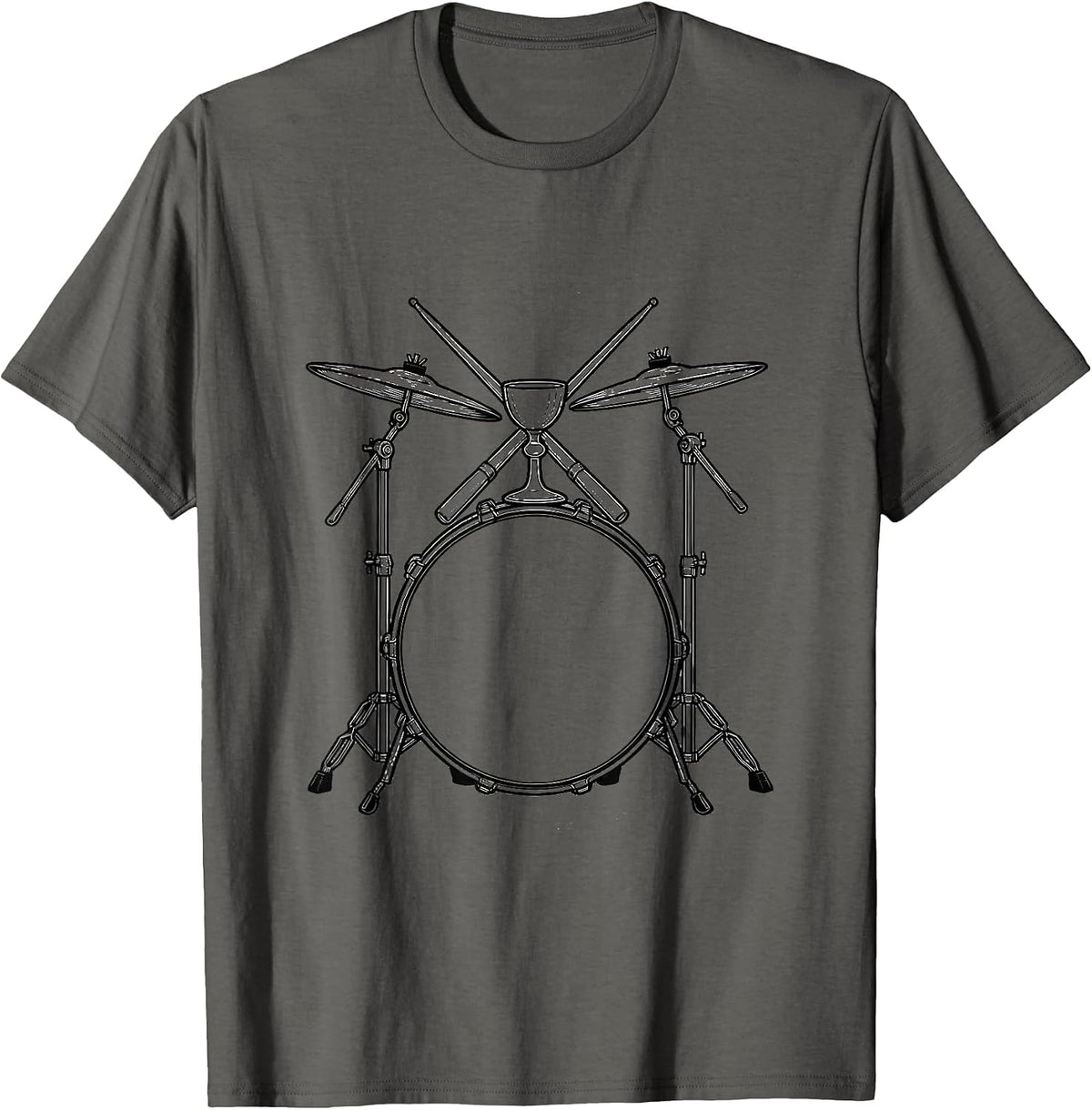 Men's Compact Drum Kit Christian Musician Worship Faith T-Shirt - Asphalt Grey