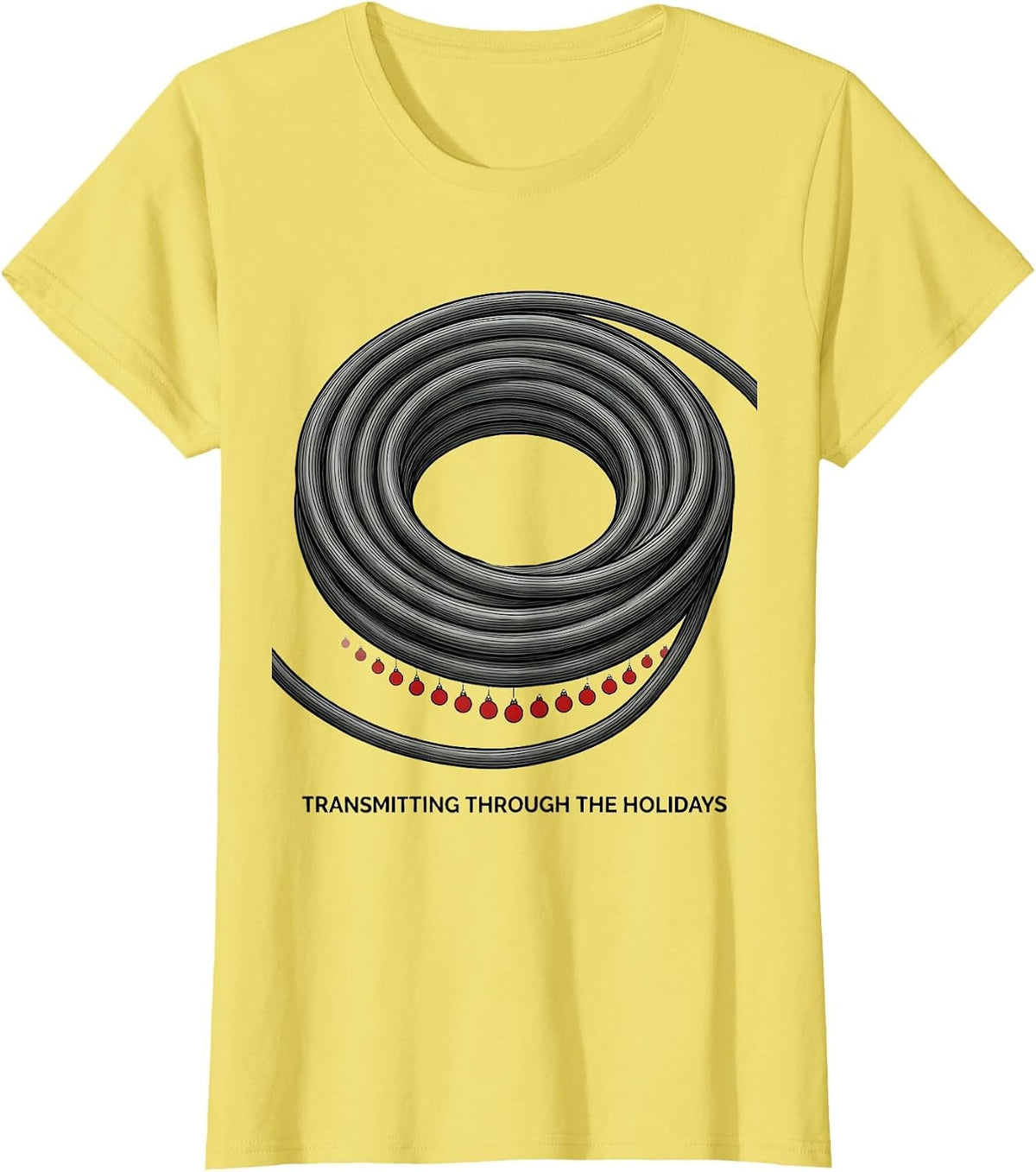 Transmitting Through The Holidays Funny Sonographer T-Shirt - Lemon Yellow