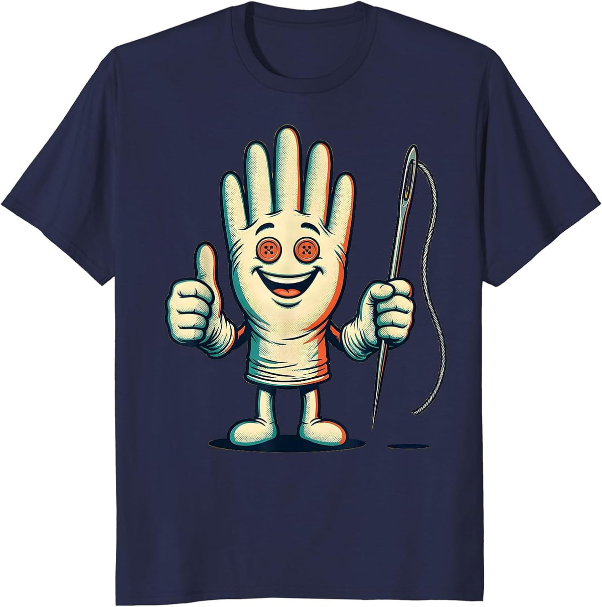 Nurse Suture Illustration Graphic Design T-Shirt - Navy Blue
