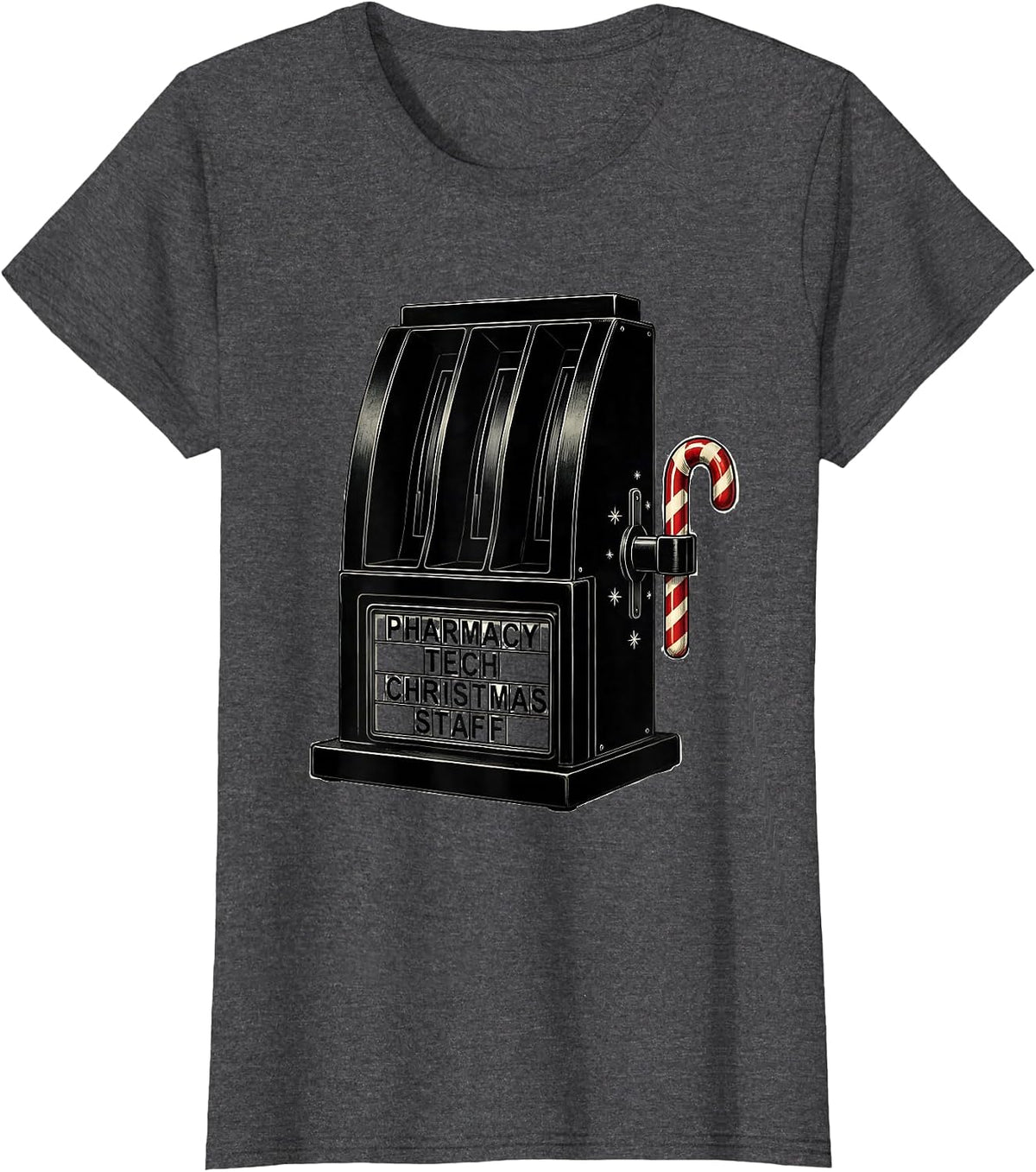 Women's Pharmacy Tech Christmas Staff Funny Squad Holiday Humor T-Shirt - Dark Heather Grey