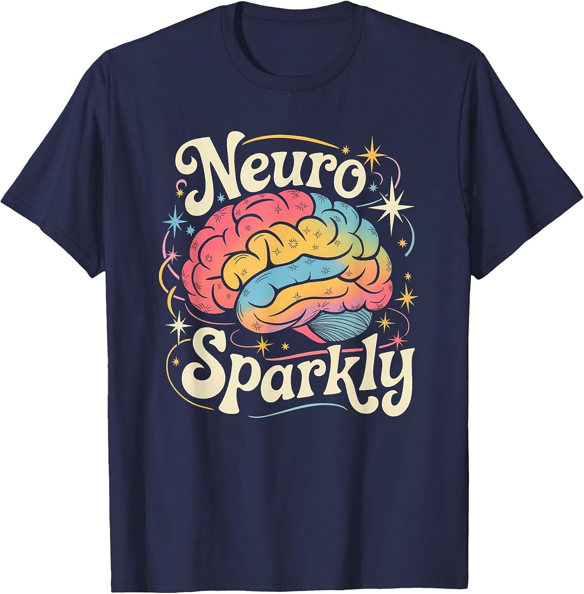 Neuro Sparkly Autism Awareness Neurosparkly Neurodiversity T-Shirt - Navy Blue