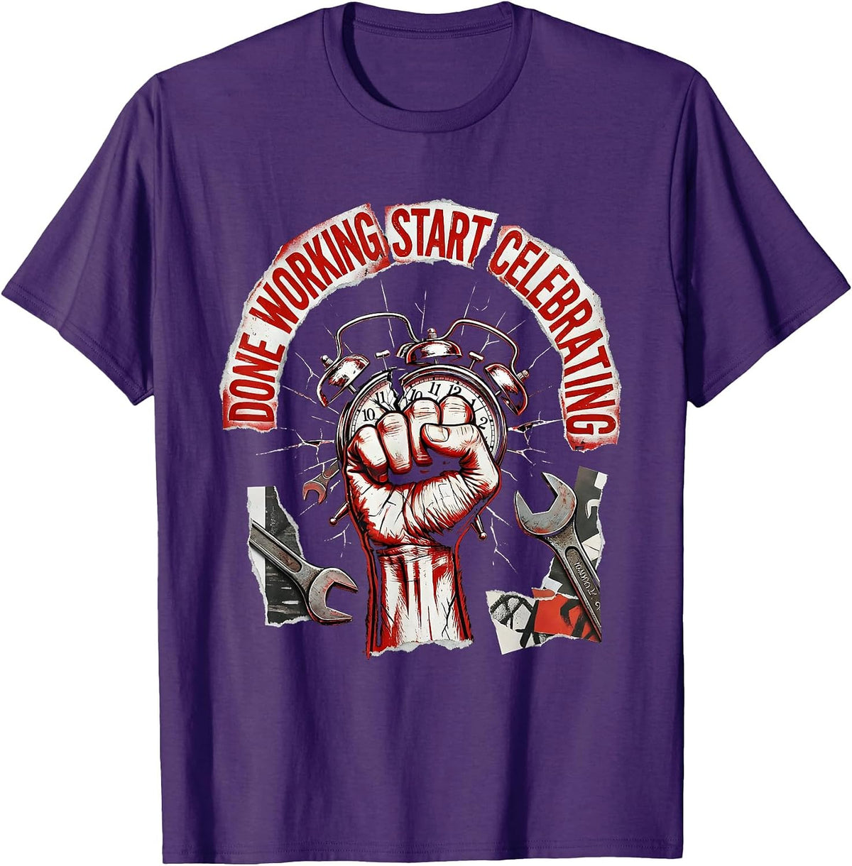 Done Working Start Celebrating Labor Day Design T-Shirt - Purple