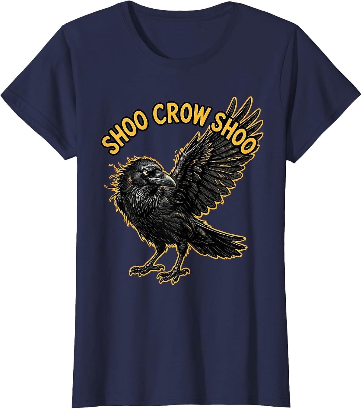 Women's Shoo Crow Shoo Fawk Off Crow Design T-Shirt - Navy Blue