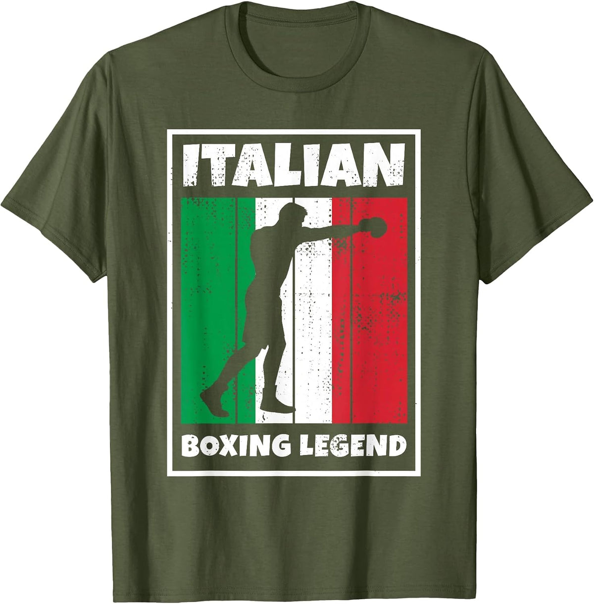Italian Boxing Legend Italian Boxer Flag T-Shirt - Olive Green