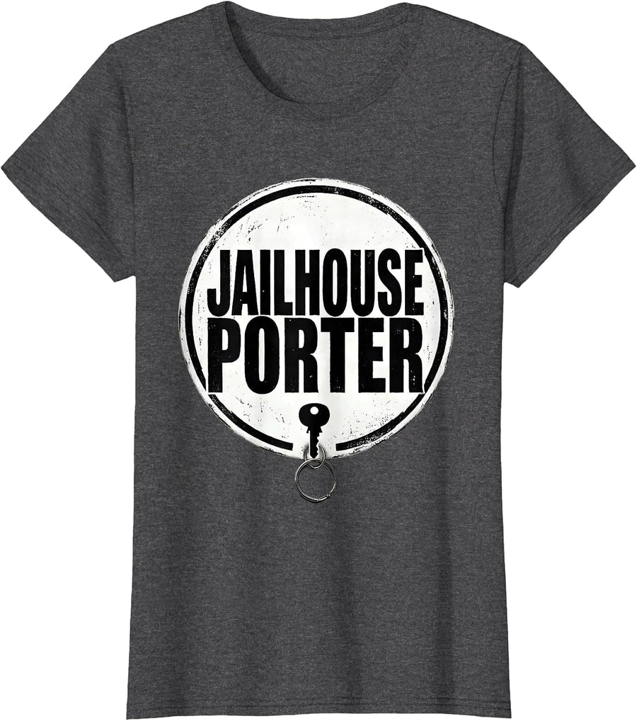 Women's Jailhouse Porter Funny Police Officer Gift For Cop Law T-Shirt - Dark Heather Grey