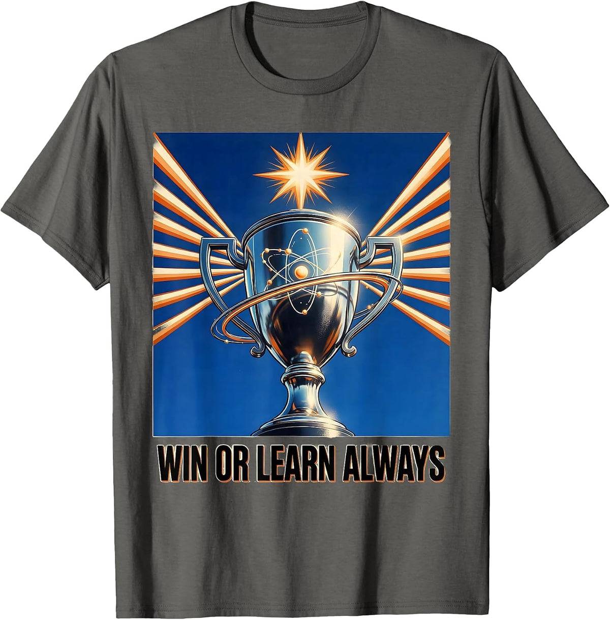 Win or Learn Always Wrestling Graphic Design T-Shirt - Asphalt Grey