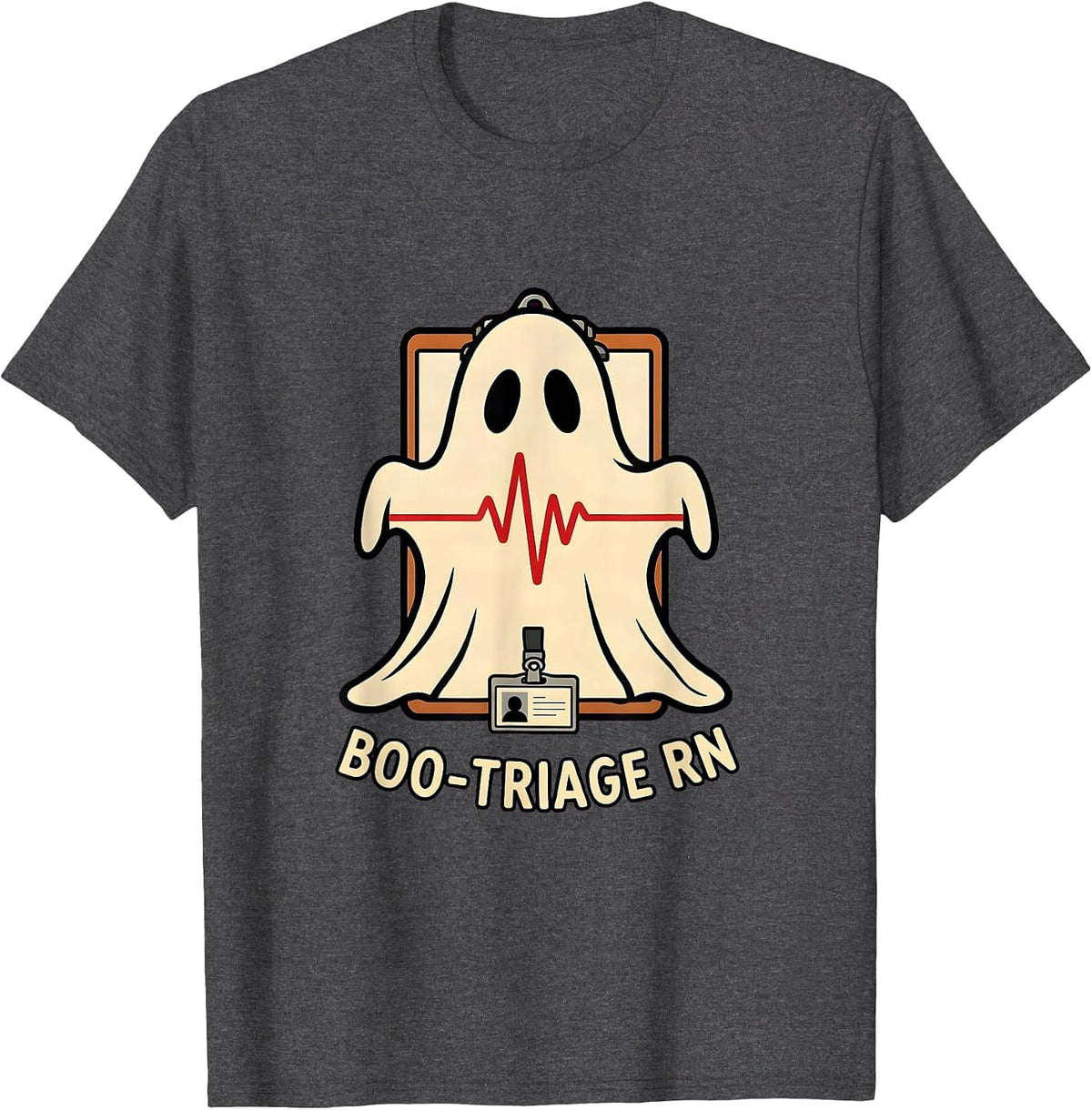 Men's Boo-Triage RN Funny Halloween Nurse Medical Humor T-Shirt - Dark Heather Grey