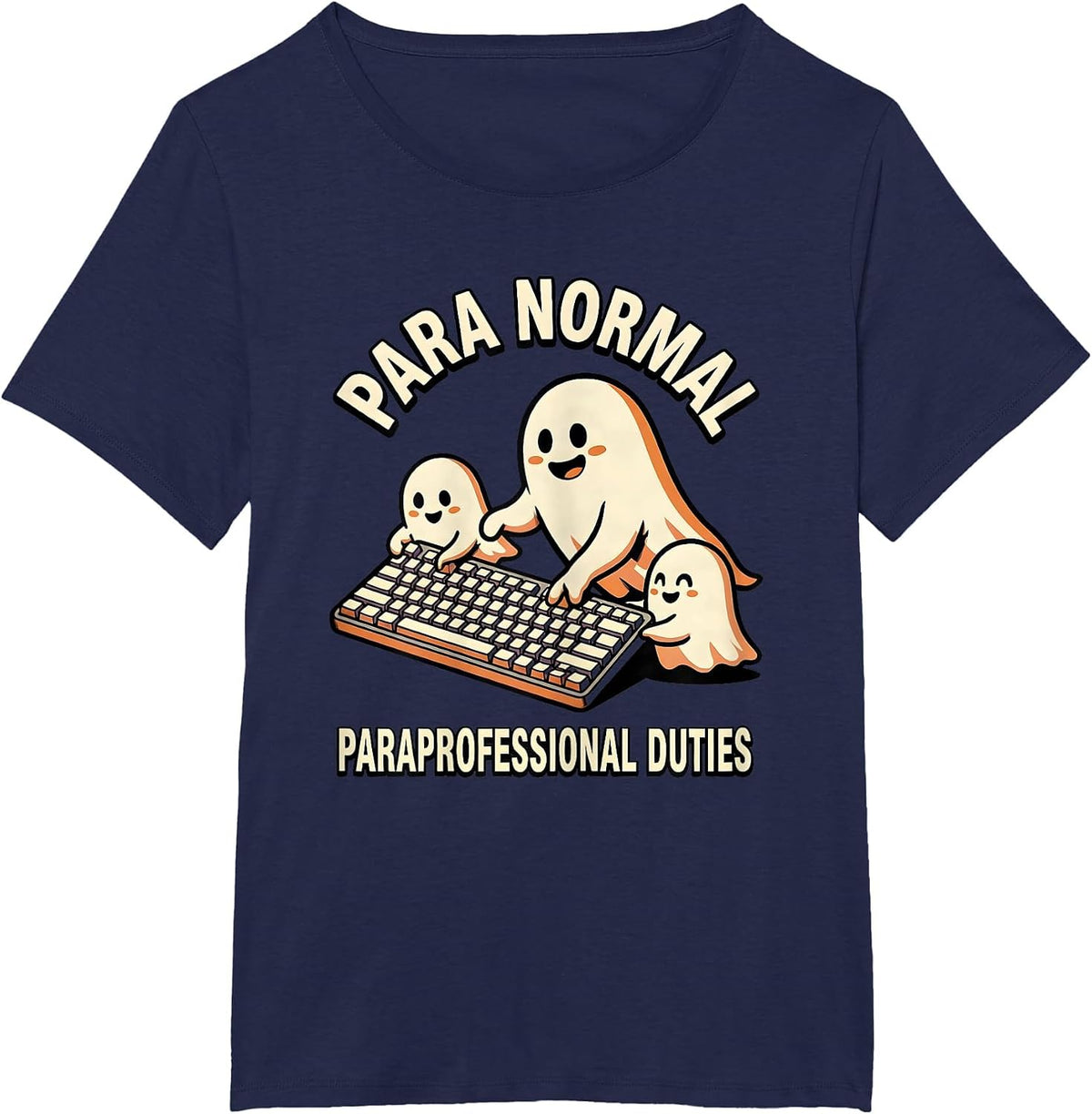 Women's Para Normal Paraprofessional Duties Funny Ghost Halloween T-Shirt - Navy Blue