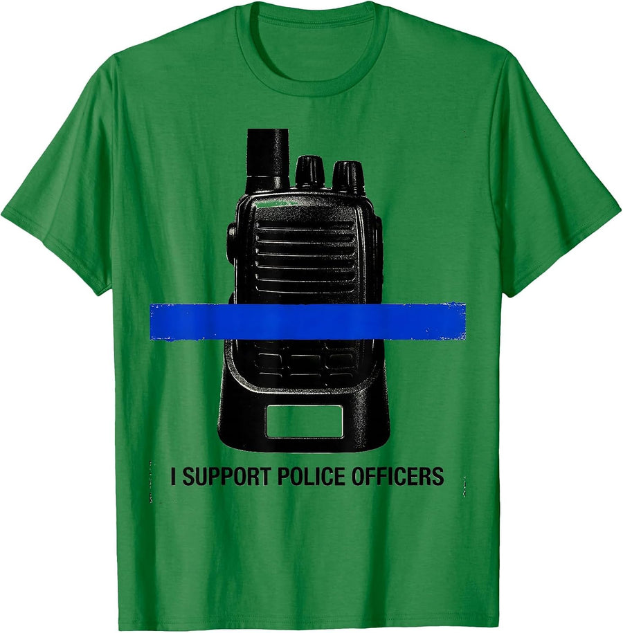 Men's I Support Police Officers Thin Blue Line Police Support T-Shirt - Kelly Green