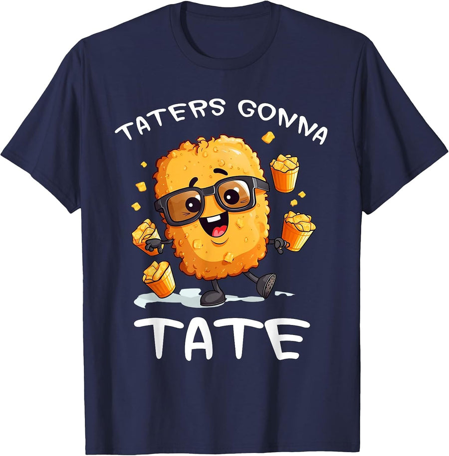 Taters Gonna Tate Funny Potato Squad Vegetarian Tater Tots T-Shirt - Navy Blue